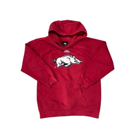 Arkansas Razorbacks Kids Hoodie By Adidas Red Size M - Picture 1 of 3